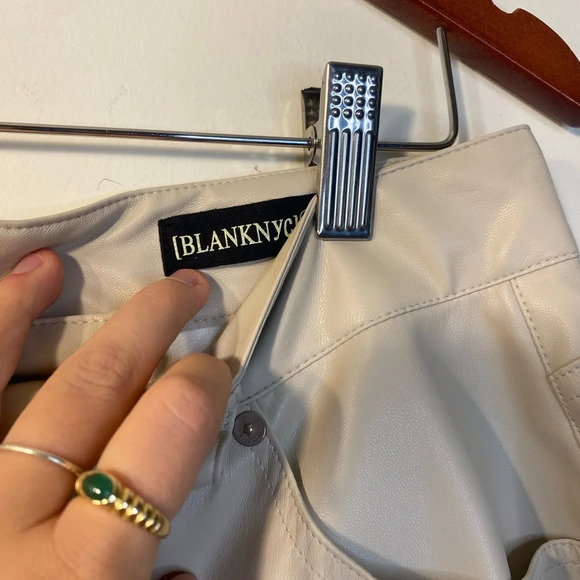 NWT BLANK NYC | VEGAN LEATHER FLUTTER SHORTS | CLEAR CUT - Picture 7 of 11